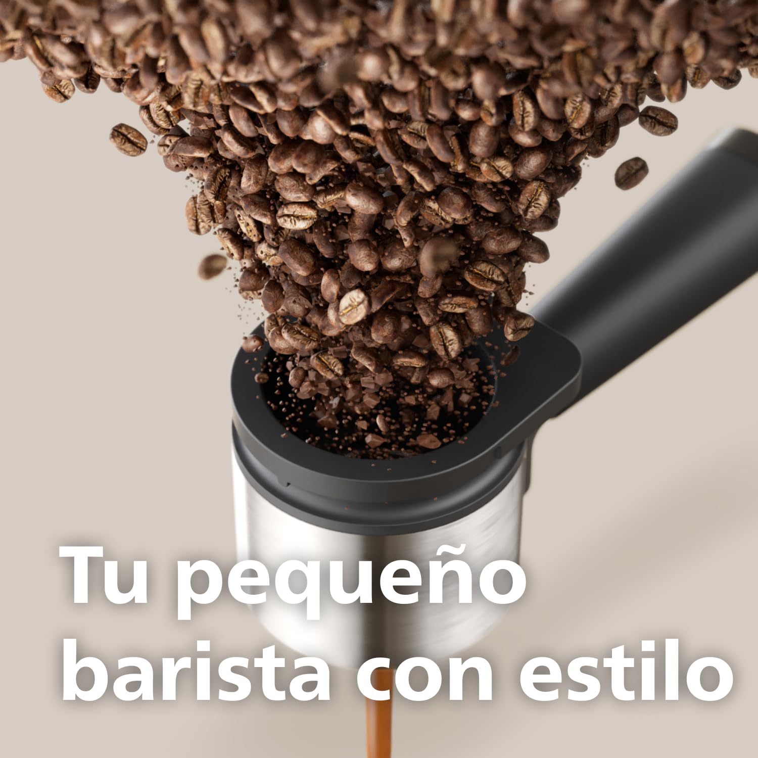PHILIPS Baristina Cafetera Espresso Molienda, Prensado y Preparación Automáticos, 16 Bares, Espresso, Lungo, Tamaño Compacto, Negro con Portafiltro Negro, Cafetera con Molinillo BAR305/60