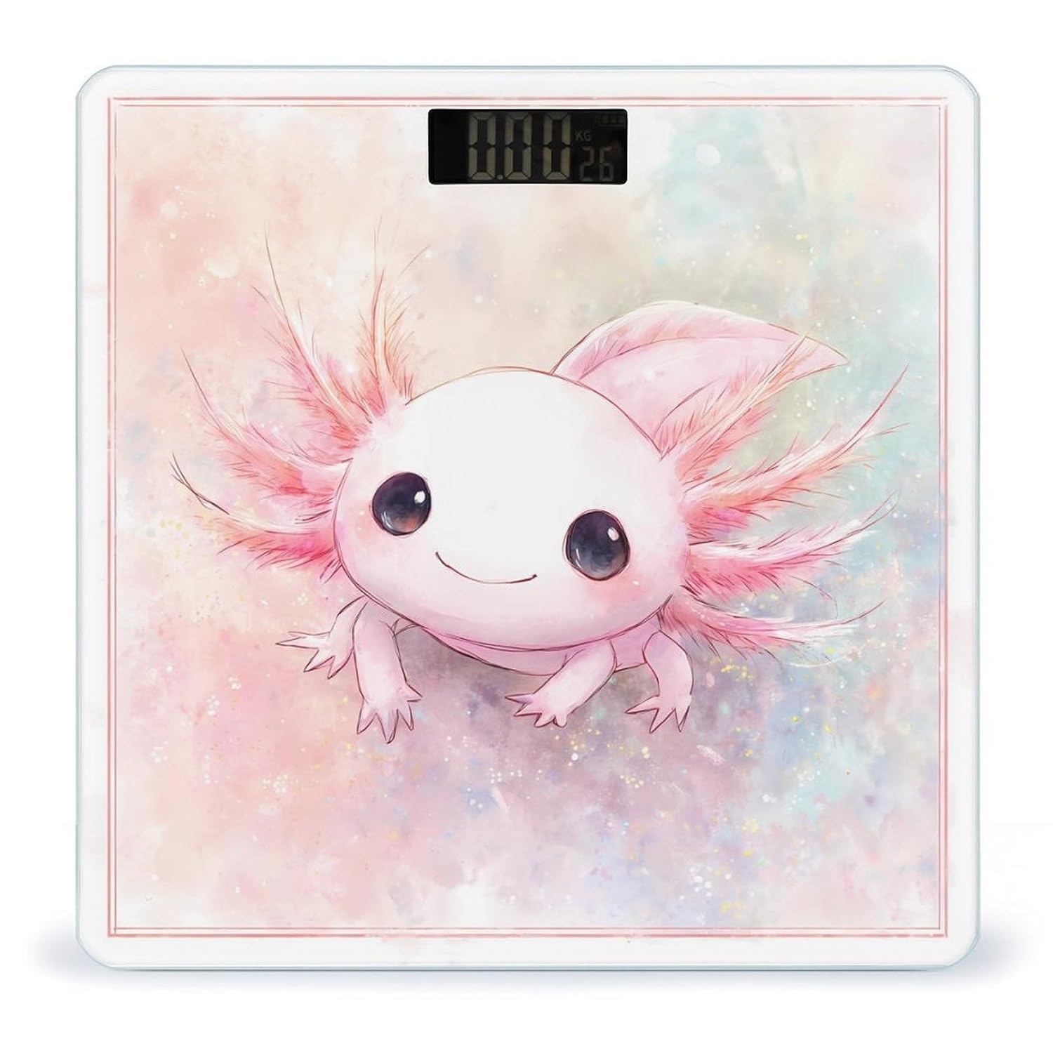Watercolor Axolotl Digital Body Weight Scale LCD Backlight Display for Bathroom Gym