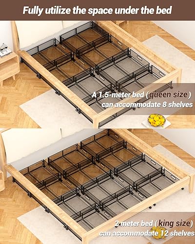 Miniatura 4 de Almacenamiento debajo de la cama con ruedas, cajón de almacenamiento plegable debajo de la cama con tapa y cremallera, contenedor de metal rodante