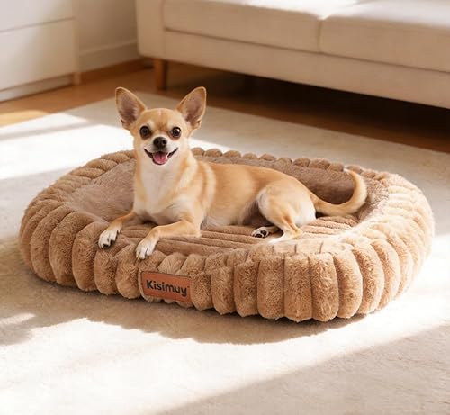 Vista 18 de Linda cama lavable para perro de tamaño mediano, cama calmante de felpa suave para cachorros con cubierta extraíble de cremallera y parte inferior