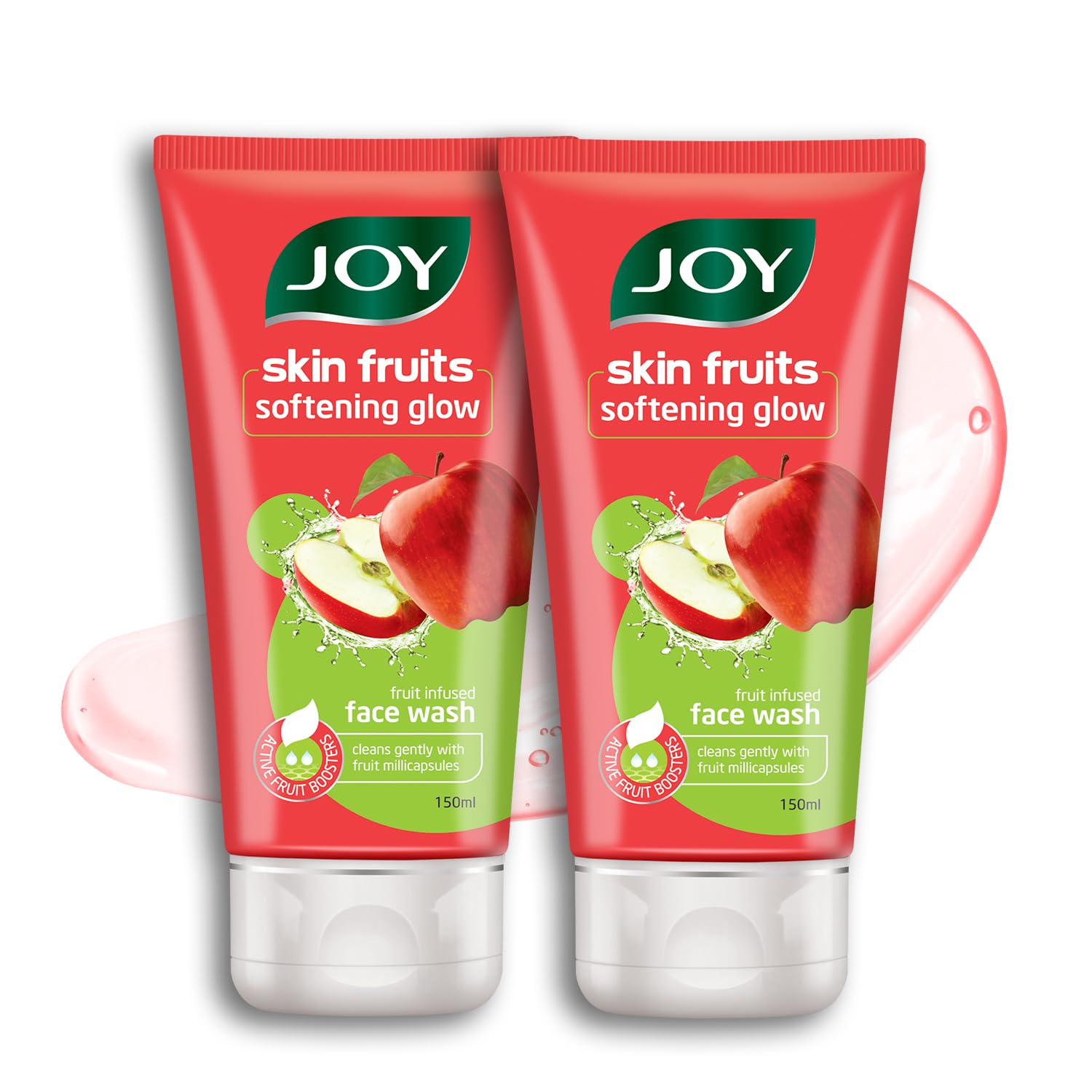 Joy Skin Fruits Apple Face Wash for Glowing Skin | Softens, Moisturises & Nourishes | Natural AHAs, No Sulphates, Paraben Free | All Skin Types - 150ml x 2