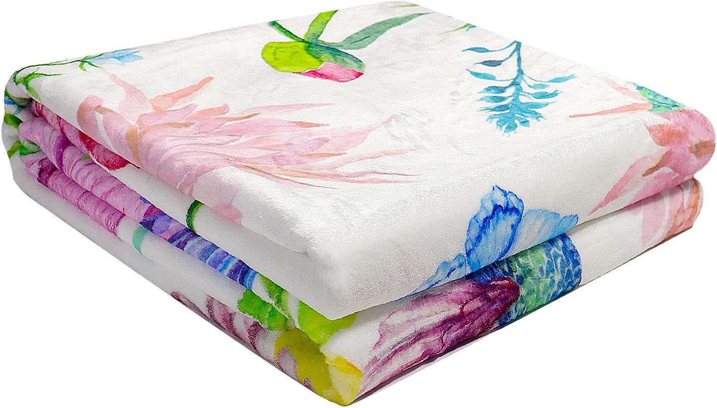 Hummingbird Throw Blanket Floral Flower Throw Blanket Spring Colorful Flannel Fleece Throw Blankets Gifts for Women Children Soft Cozy Plush Throw Blankets 50" x 60" - Image 5