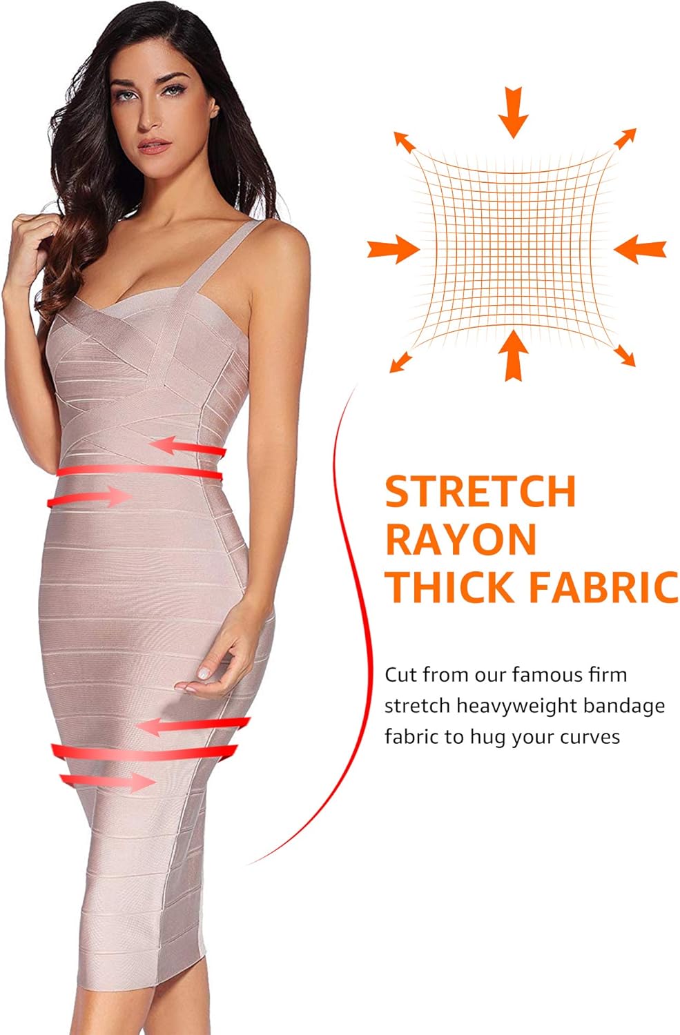 Midi Bodycon Bandage Dresses for Women Semi-Formal Cocktail Dresses Wedding Guest Dress - Image 3