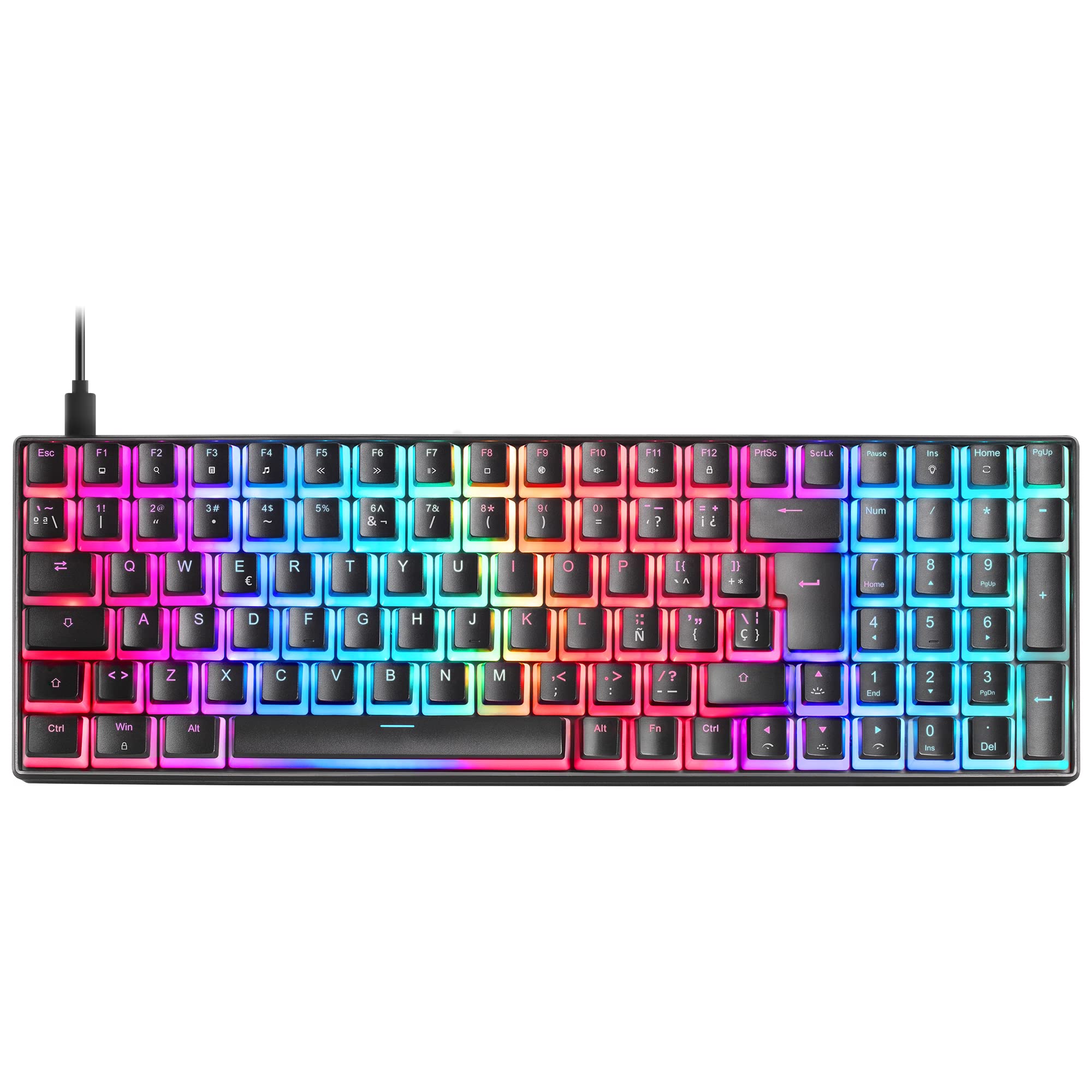 Mars Gaming MKULTRA, klawiatura mechaniczna czarna RGB, kompaktowa 96%, przełącznik Outemu SQ brązowy, hiszpański-US