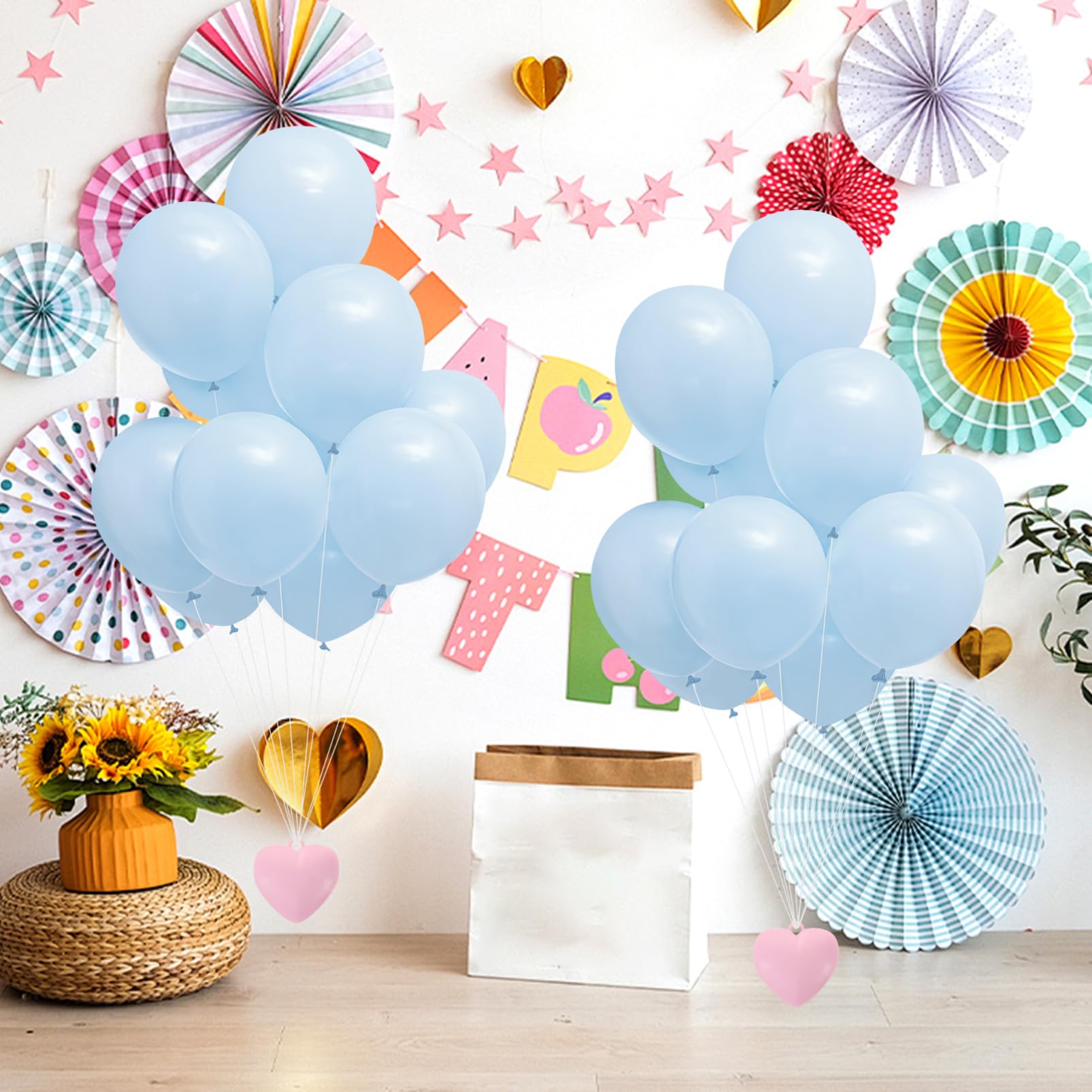 Pesi per Palloncini a Cuore 4 Pezzi in Resina Rosa | Pendente Decorativo, Riutilizzabile, per Eventi e Feste, Forma Stella Inclusa, Set Compatto