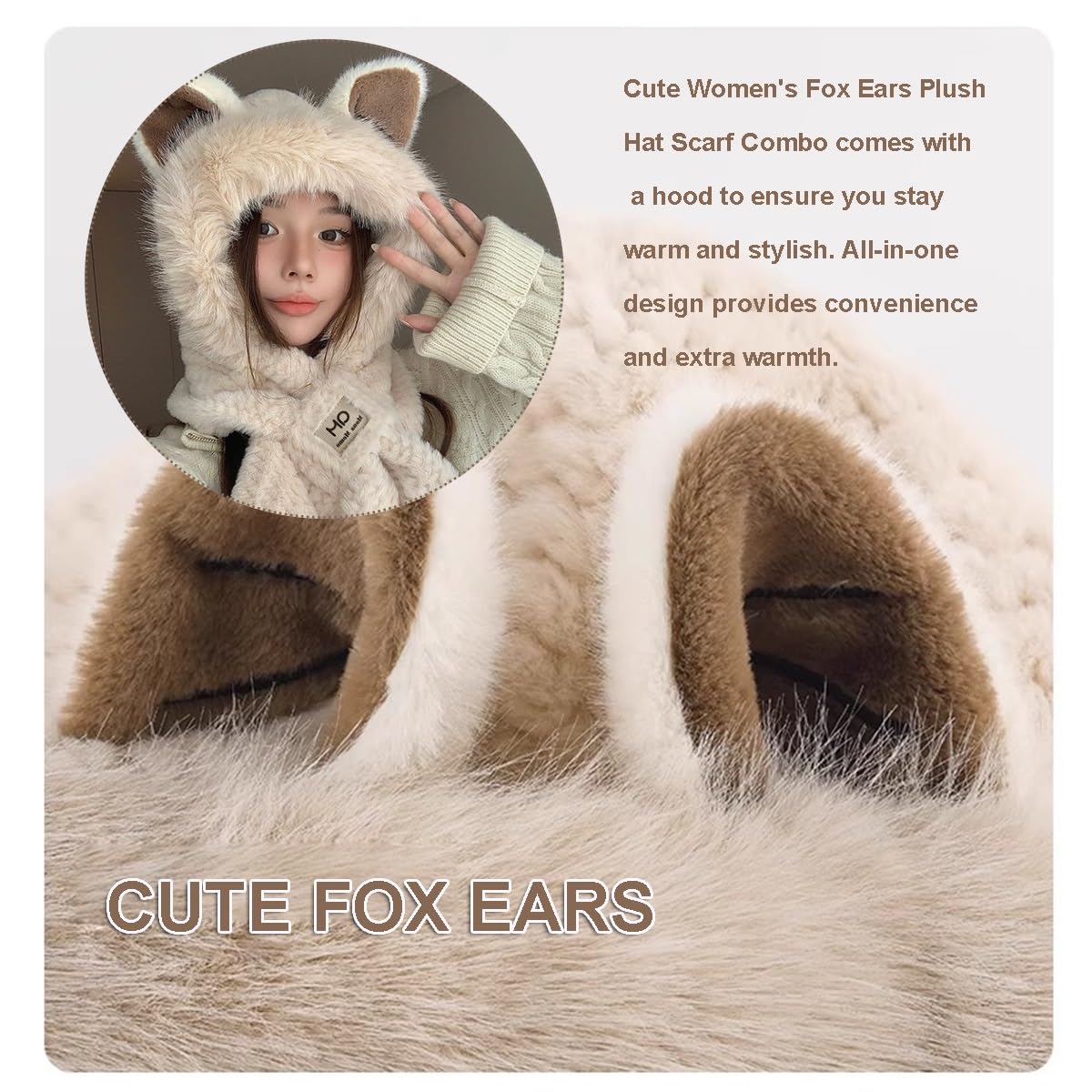 Hooded Sjaal Winter Leuke Oren 2 In 1 Hoed En Oor Sjaal Hoed Beanie Hooded Sjaal Winter Leuke Oren 2 In 1 Hoed En Oor Sjaal Hoed Beanie