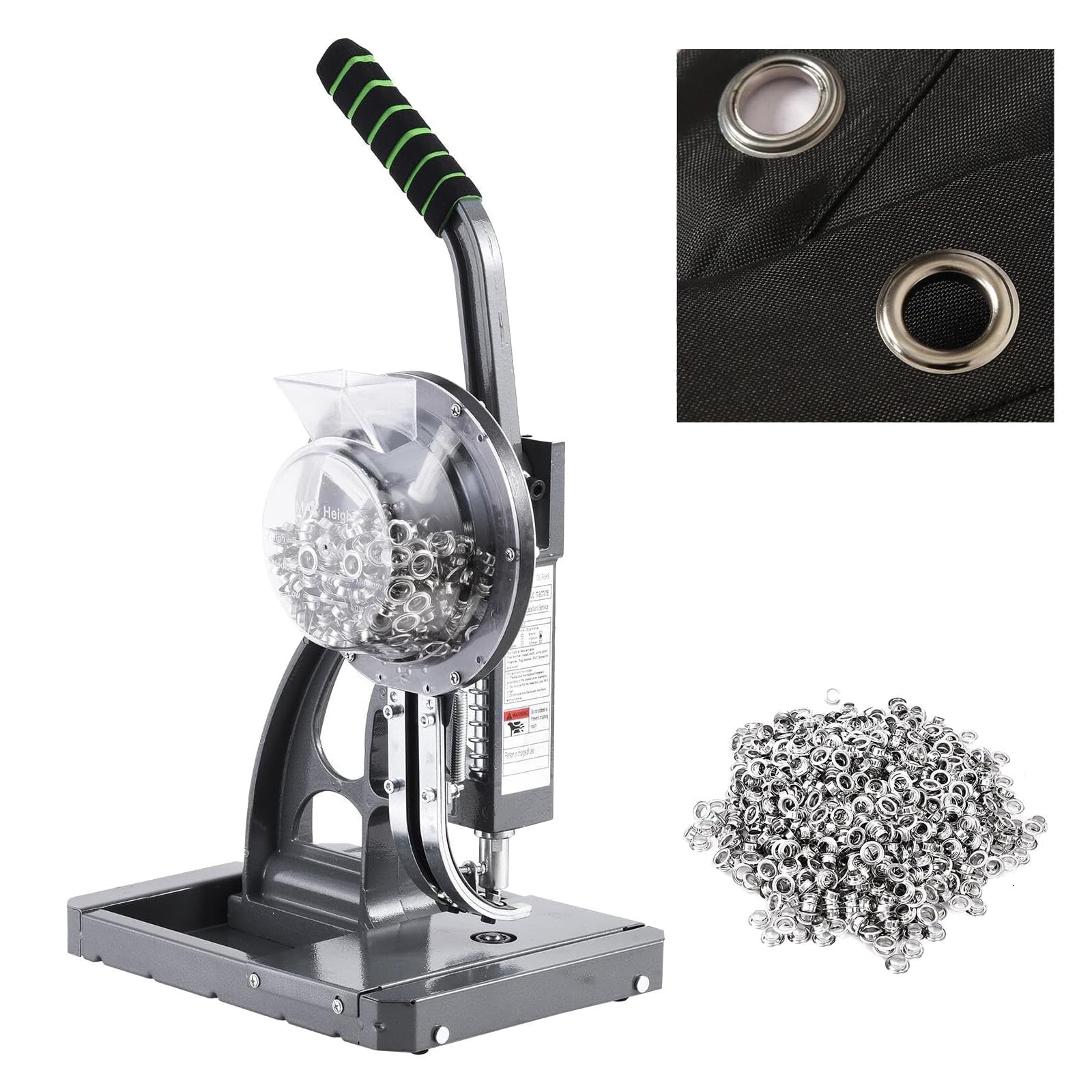 Máquina de ojales, herramienta de fijación de ojales resistente con mango, kit de prensa manual con 1000 ojales de metal para banderas, cinturones, pancartas (12 mm)