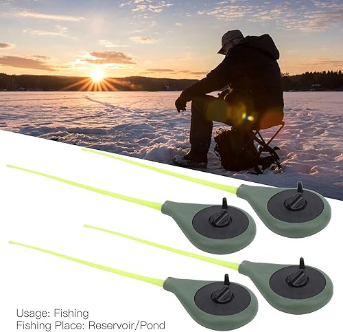 Miniatura 2 de Juego de 4 cañas de pescar en hielo, kit portátil de caña de pescar con puntas de caña, ultraligero, resistente y robusto, estabilidad en invierno