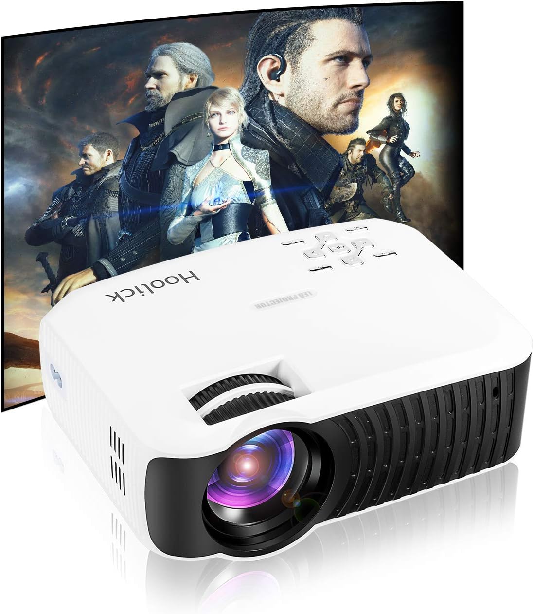 Projector, Mini Projector, Portable Projector 2400 Lumens Projector Video Projector 1080P HDMI/VGA/USB/AV PC/Mac/TV/DVD/iPhone/iPad/Home Theater/Outdoor/Video Games Brand: PAQCEN (White 1)