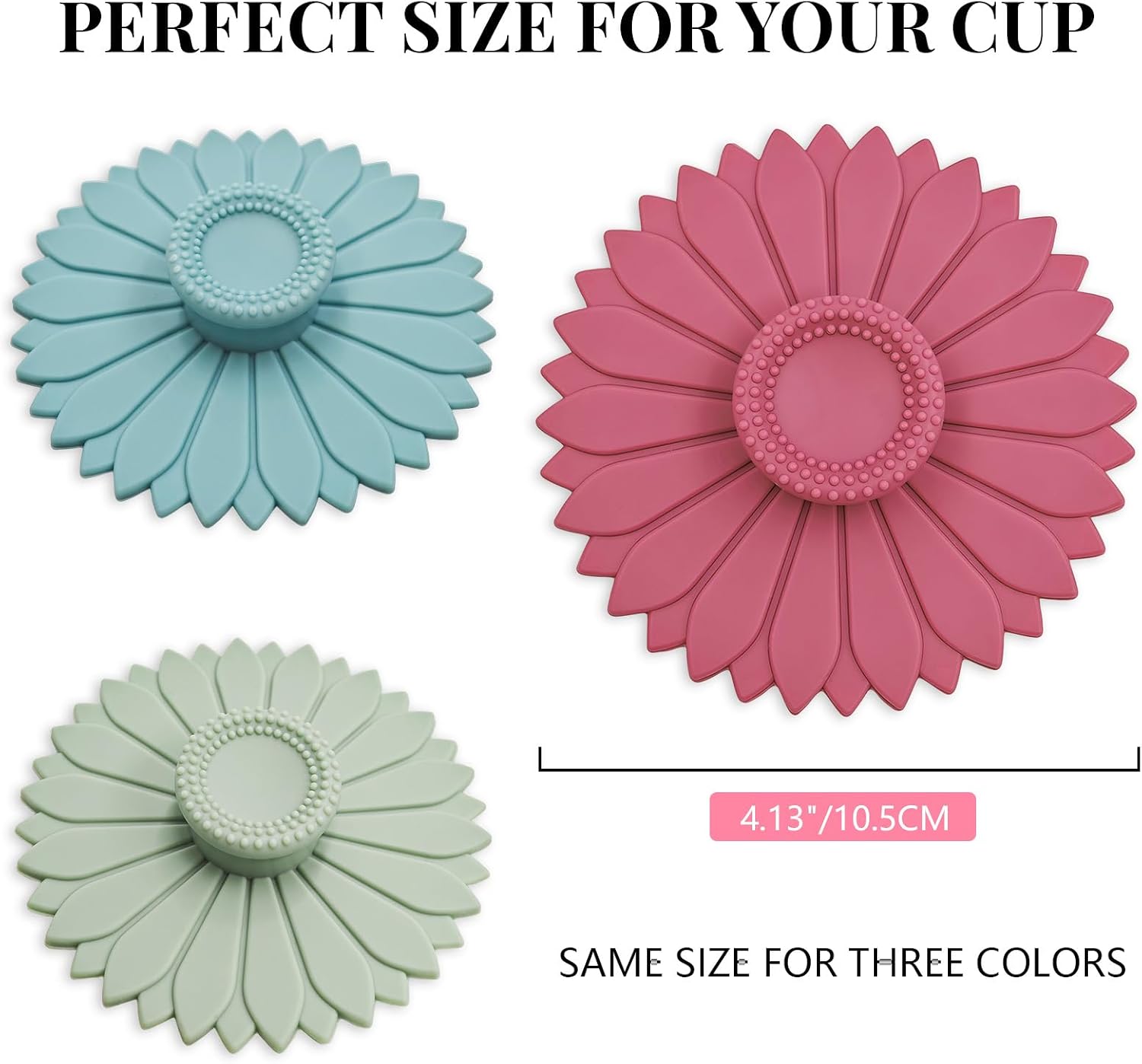 3 pcs Silicone Cup Covers 4.1 Inch Reusable Silicone Mug and Cup Lids Suction Seal Lid Caps to Keep Drink Warm or Cold for Steeping Coffee Tea And Drink Cover (sunflower)