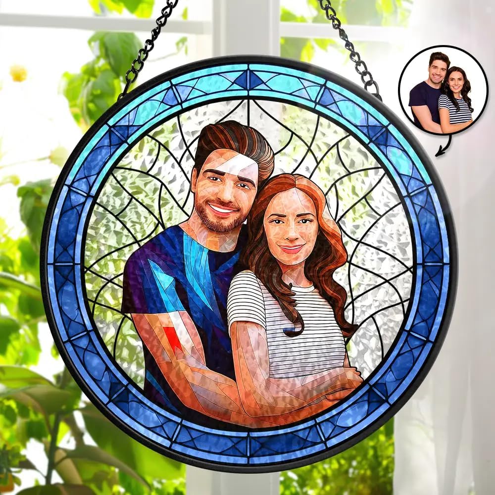 Custom Photo A Heartbeat At My Feet - Personalized Custom Window Hanging Suncatcher main image 0