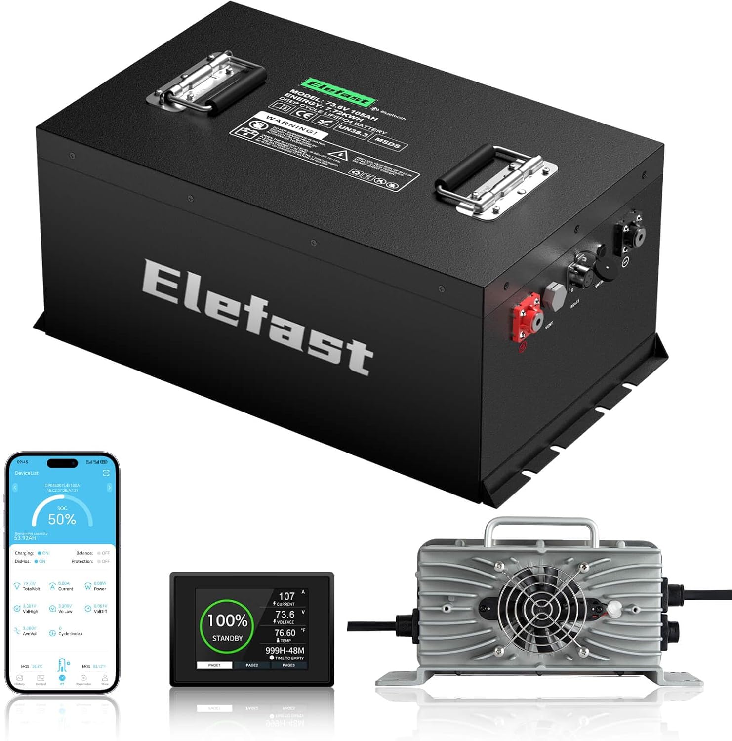 Elefast 72V 105AH Lithium Golf Cart Battery System