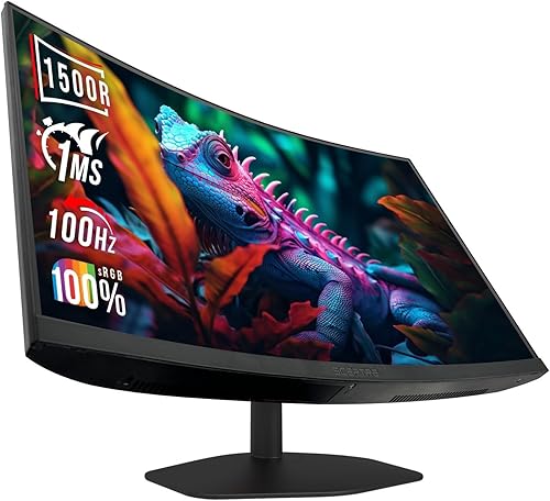 Vista 7 de ¡Nuevo! Sceptre - Monitor curvo para videojuegos de 24 pulgadas, 100Hz, 1080p, R1500, 98% sRGB, HDMI x2, VGA, altavoces integrados, VESA, listo