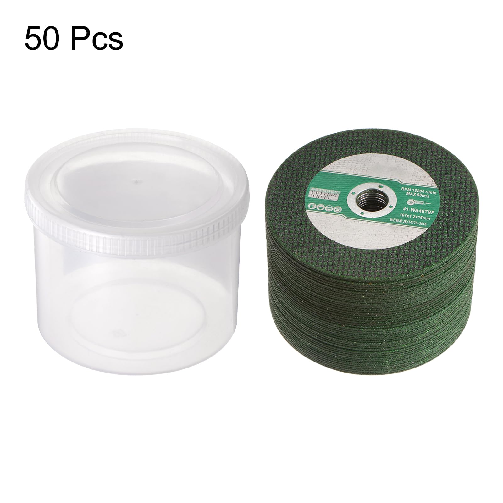 sourcing map 50 dischi da taglio da 16 mm x 107 mm x 1,2 mm, in metallo sottile, in acciaio inox, per taglio veloce, mole per utensili rotanti, verde