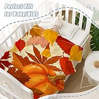 Vista 4 de Neatee Living Manta decorativa de otoño pequeña para niños, manta naranja de Acción de Gracias, calabaza de otoño para niñas y niños, ligera