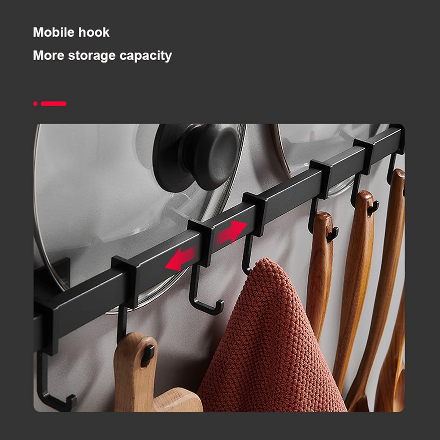 Laundry Rack, Hooks Wall Mounted,Hanging Rail Rack for Kitchen Utensil Gadget Bathroom Holder Tool Aluminum Alloy, Will Not Rust