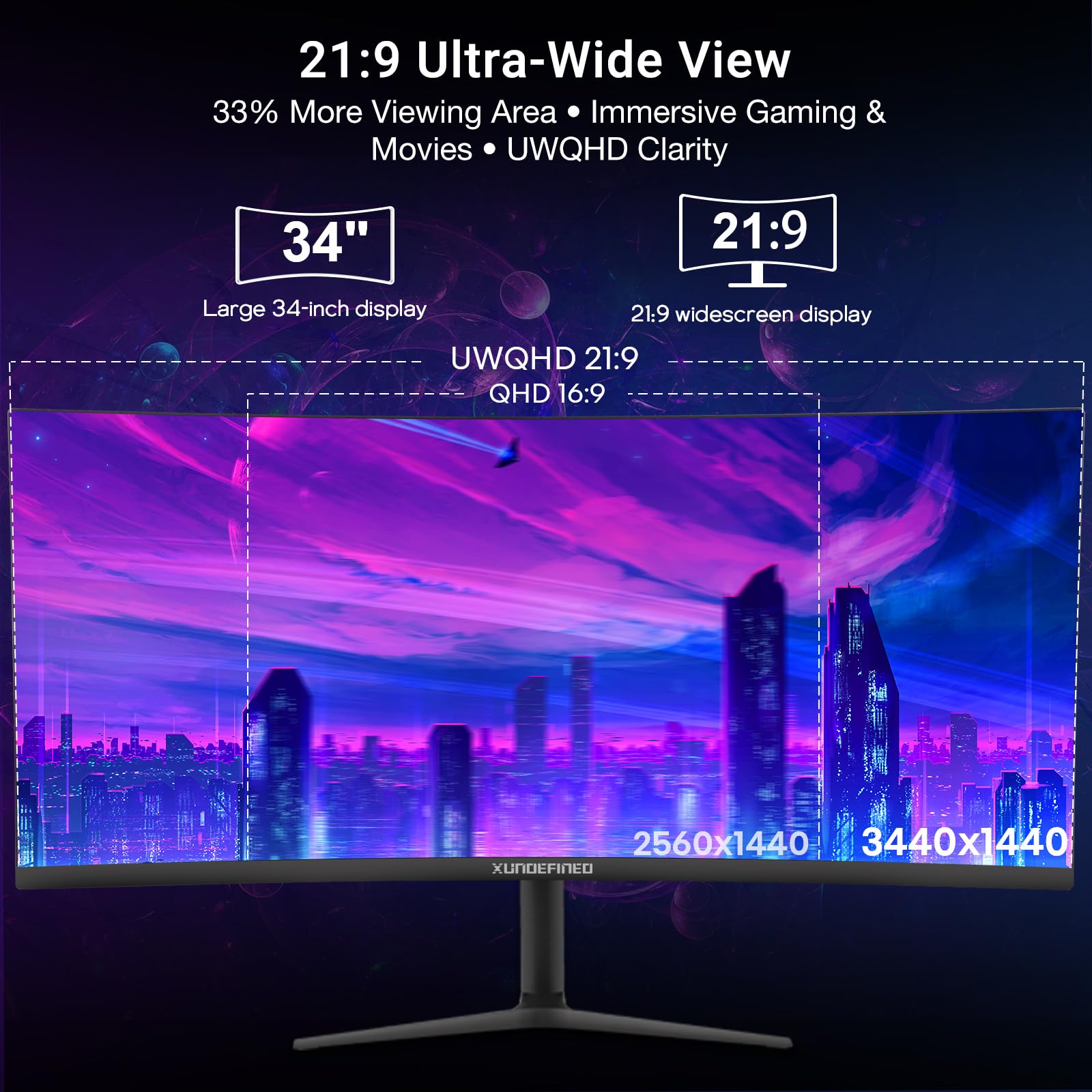 Amazon.com: 34 Inch Curved Monitor 180Hz, UWQHD 3440x1440p