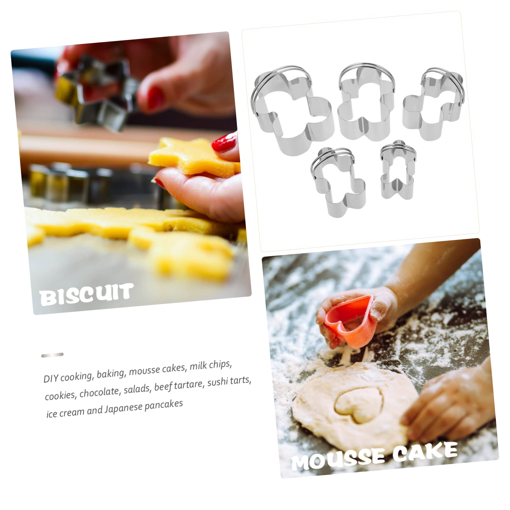 Alipis 15 STK 5-teiliges Set Mousse-Ringe Weihnachtskeksausstecher Keksausstecher Für Jungen Und Mädchen Mousse-Formen Backwerkzeuge Girlscoutkekse Muffin Rostfreier Stahl Silver