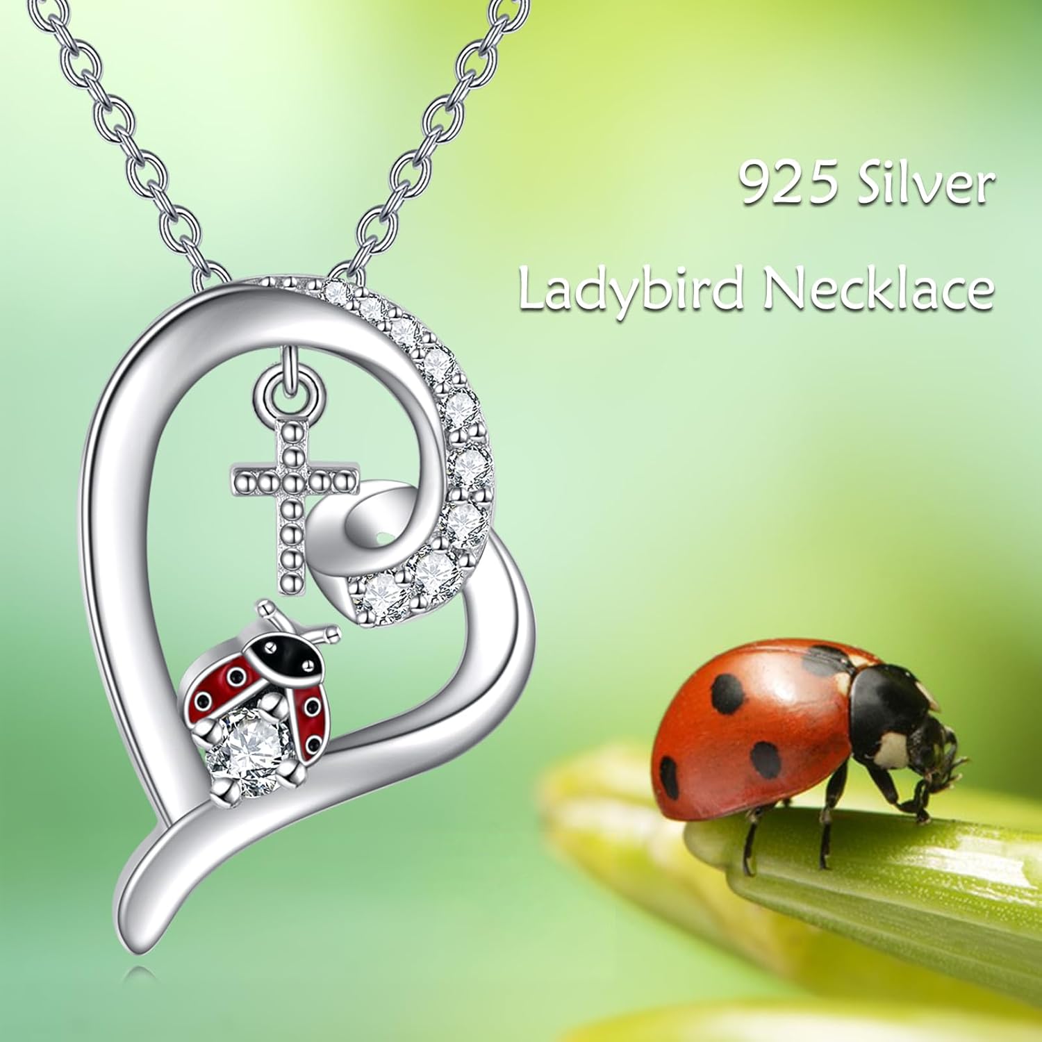 POPLYKE Ladybug Necklace for Women Sterling Silver Ladybug/Bee Pendant Jewelry Gifts for Mother Daughter - Image 6