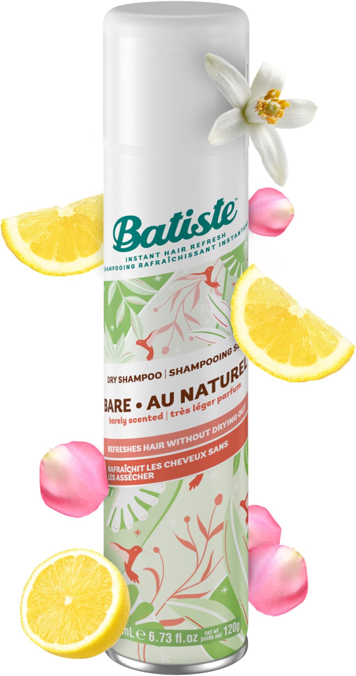 Batiste Bare Dry Shampoo, Barely Scented, 200ml | Instantly refreshes hair, adds volume and texture, light fragrance, won't dry hair out, gently removes oil