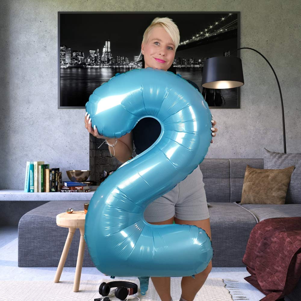 Palloncino Happy Birthday Blu DIWULI Con Coriandoli - Gonfiabile Ad Aria O Elio, Con Cannuccia Inclusa - Decorazione Compleanno