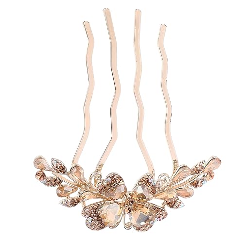 LOGOFUN Peine lateral de cristal Peine de pelo con diamantes de imitación Peine de pelo de novia updo lateral Peine nupcial 4 puntas para mujeres