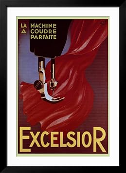AllPosters Wall Art Print Excelsior Sewing Machine Advertisement on Black Frame, 24x36