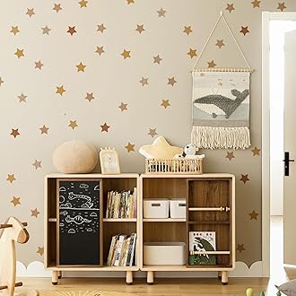 QUCHENG Boho Wall Decal Stickers Star Kids Toddler Bedroom Art Removable Stickers Decor Nursery Playroom Vinyl Waterproof Wall Decoration 6 Sheets