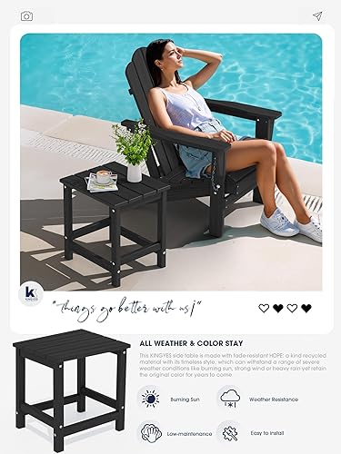 Miniatura 5 de KINGYES Mesa auxiliar doble, mesa auxiliar Adirondack, color verde manzana