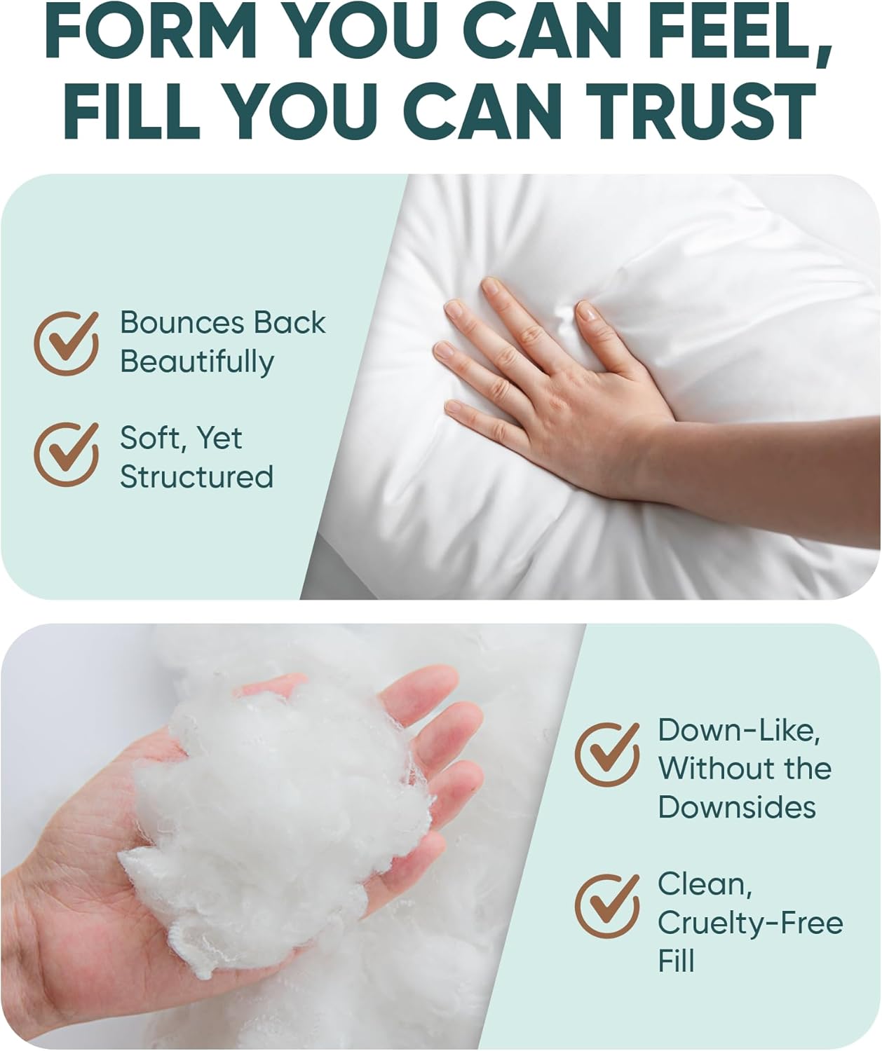 Pillowflex Synthetic Down Pillow Insert - 22x22 Down Alternative, Ultra Soft Large Square Throw Pillow, Couch Sham, Bed Sleeping - 1 Decorative Accent Form - Image 6