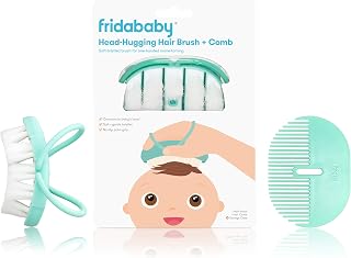 Frida Baby Head-Hugging Hairbrush & Comb Set for Newborns - Soft Bristles, Gentle Scalp Massage, No-Slip Grip