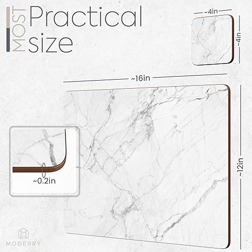 Miniatura 7 de Moderry Juego de 4 manteles individuales de corcho resistentes al calor para mesa de comedor con juego de 4 posavasos a juego con diseño de mármol