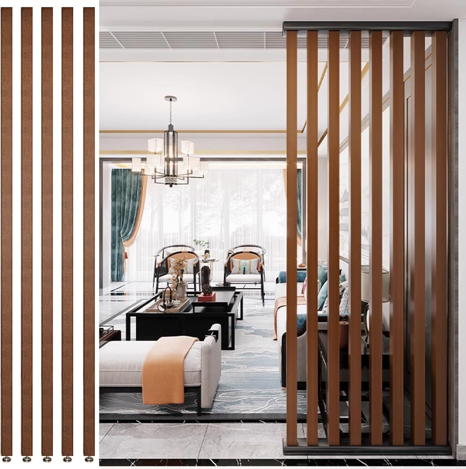 Amazon.com - Floor To Ceiling Wooden Wall Partition Post Room Divider ...