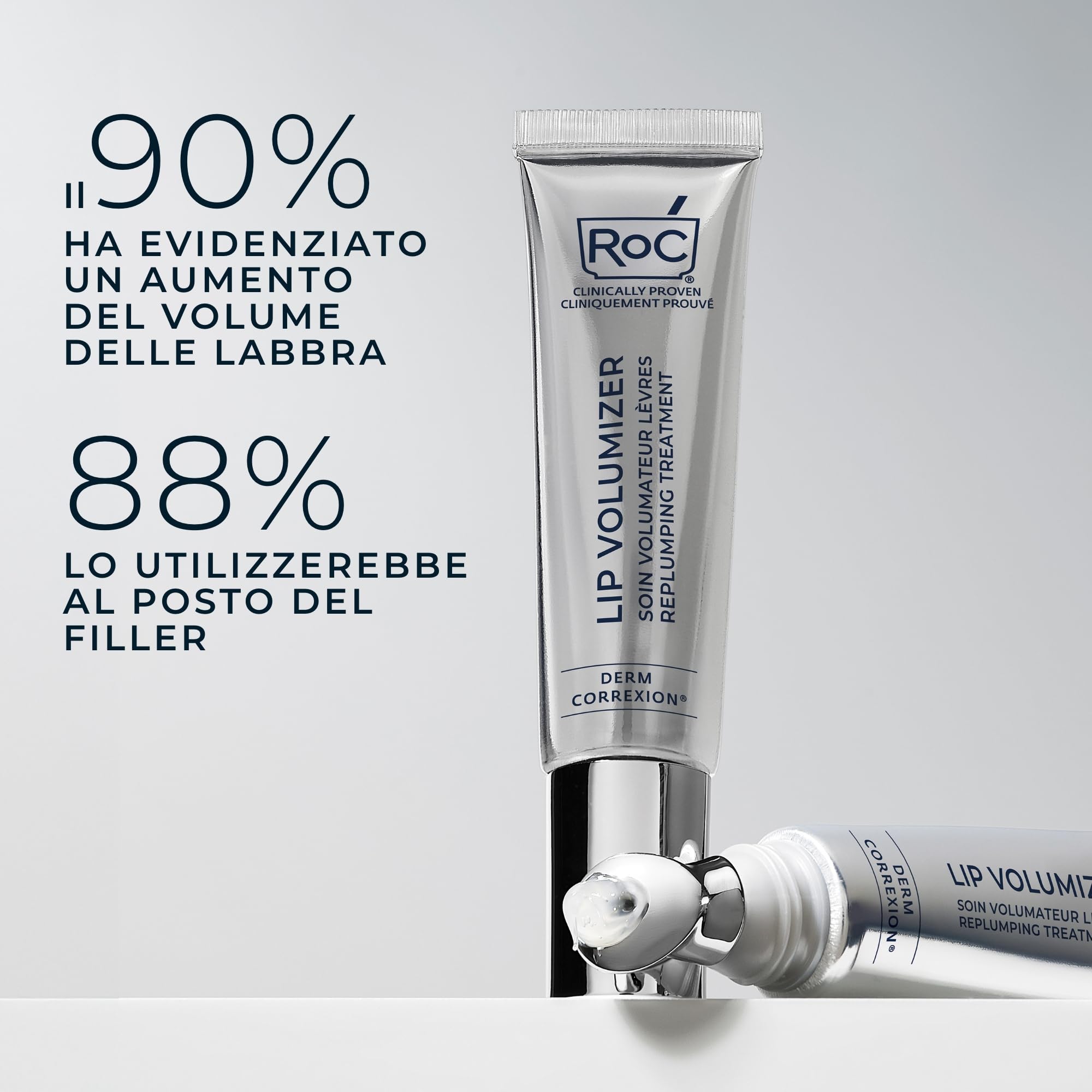 RoC Derm Correxion Volumizzante Labbra | Balsamo Rimpolpante con Acido Ialuronico e Peptidi di Collagene | 10 ml