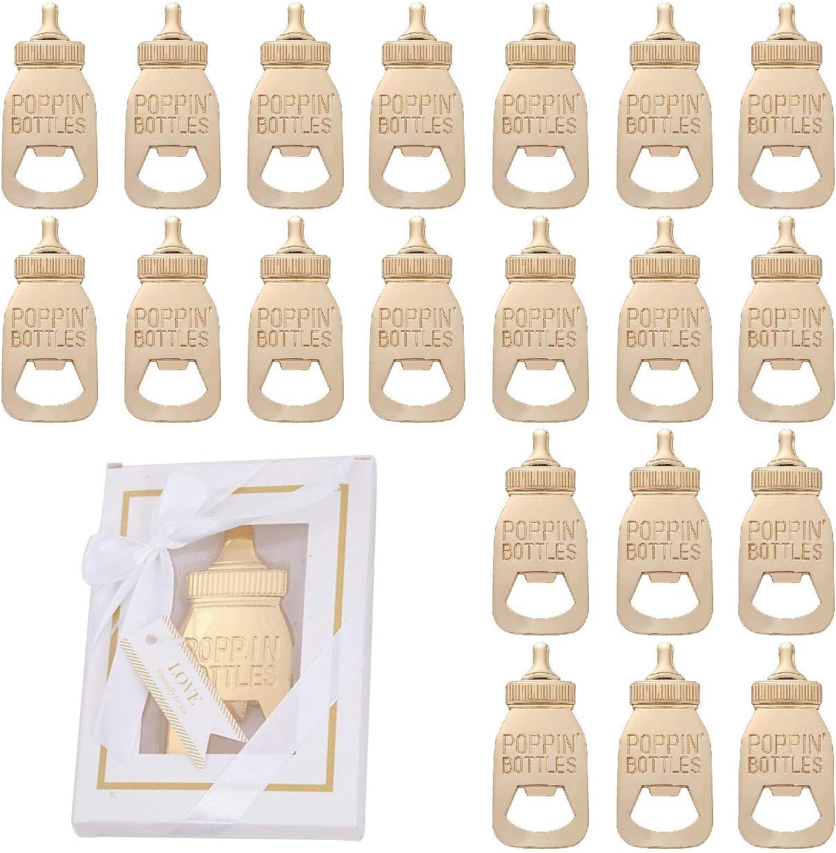 Bottle Opener, SeeSky 20 Pcs Baby Bottle Opener for Party Favor Baby Shower Bridal Shower Favors Wedding Favors Birthday Party Decoration with Gift Box (20 Pcs Style #2)