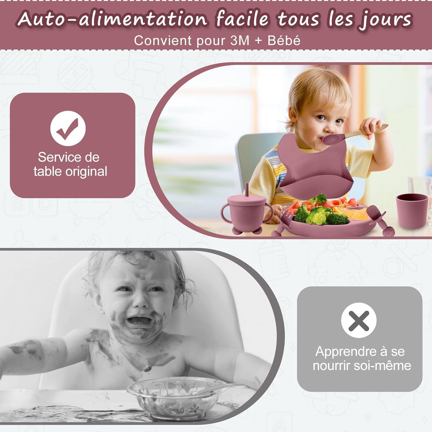 Plato de silicona con ventosa antideslizante para bebé