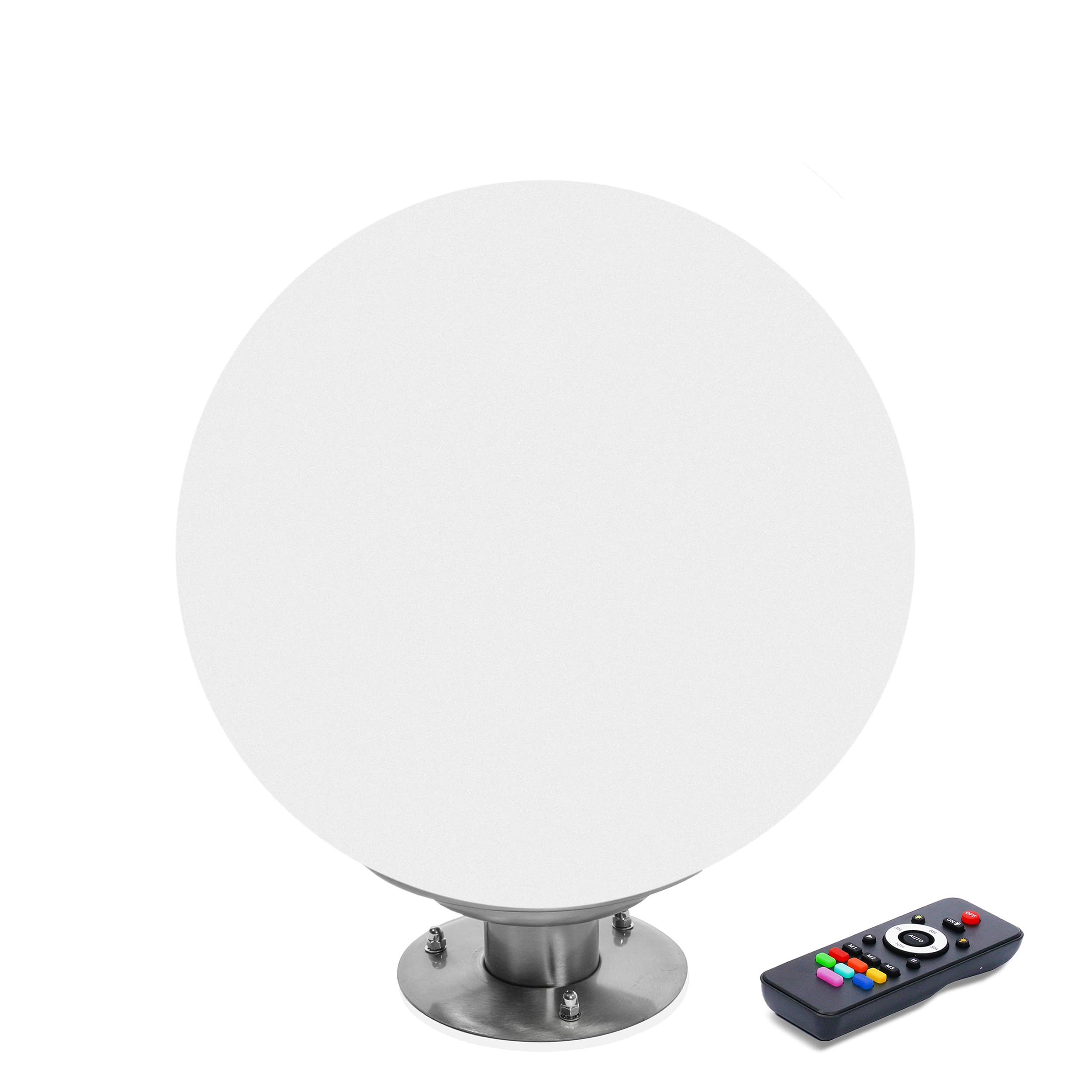 Esotec Solar Leuchtkugel Liana 40 CCT, Multicolor, Fernbedienung, Edelstahl Standfuß, Li-Ion Akku, RGB LED Gartenkugel, Solarkugel, IP44, wetterfest, Winterfest, außen, D=40cm, 102664