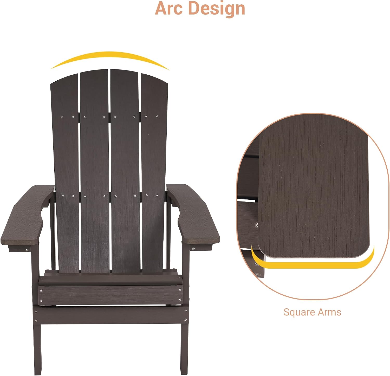 Adirondack Chairs, Plastic Adirondack Chairs Set of 4, All-Weather Resistant, Widely Used in Outdoor, Fire Pit, Deck, Outside, Garden