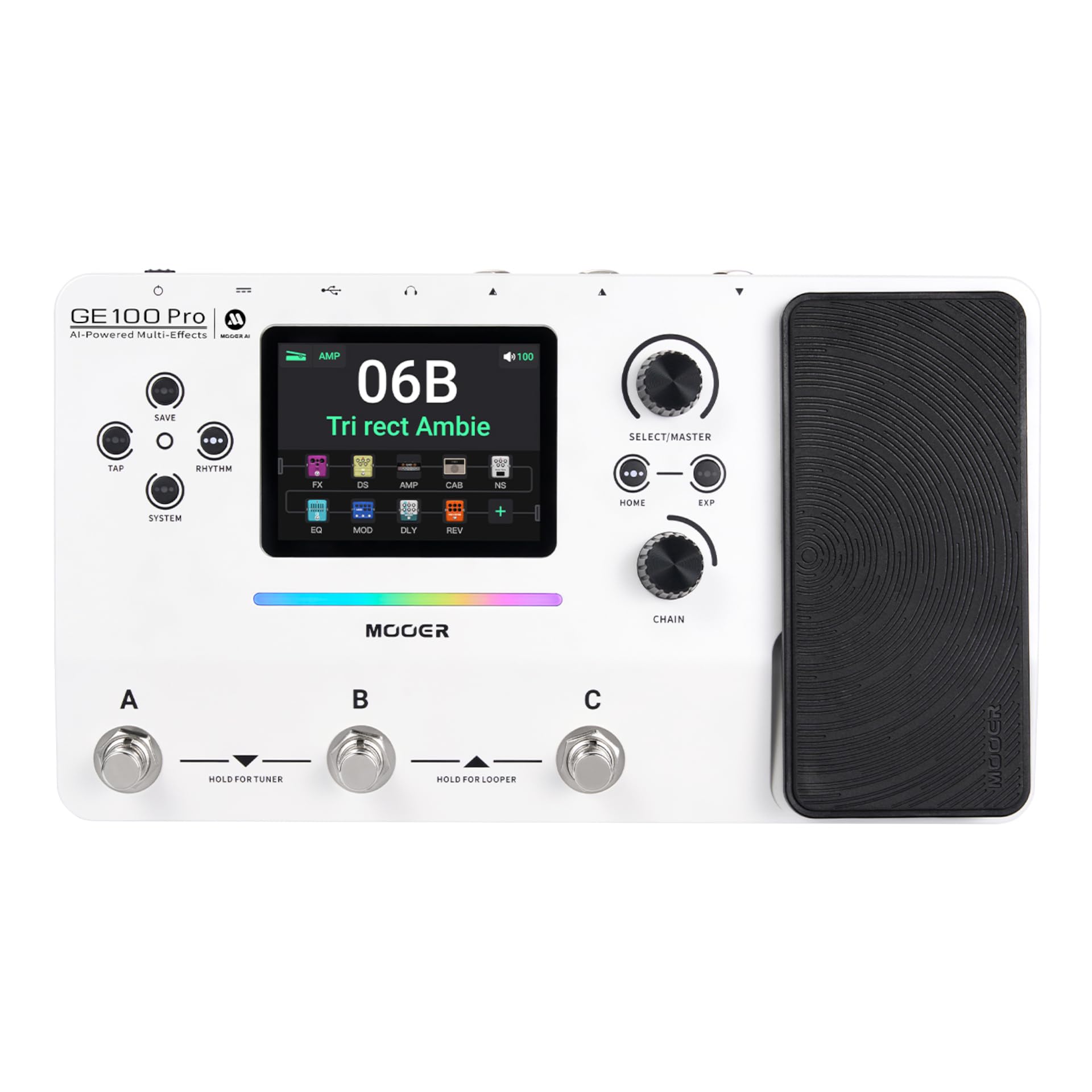 Mooer GE 100 Pro Guitar Multi FX Processor with AI technology