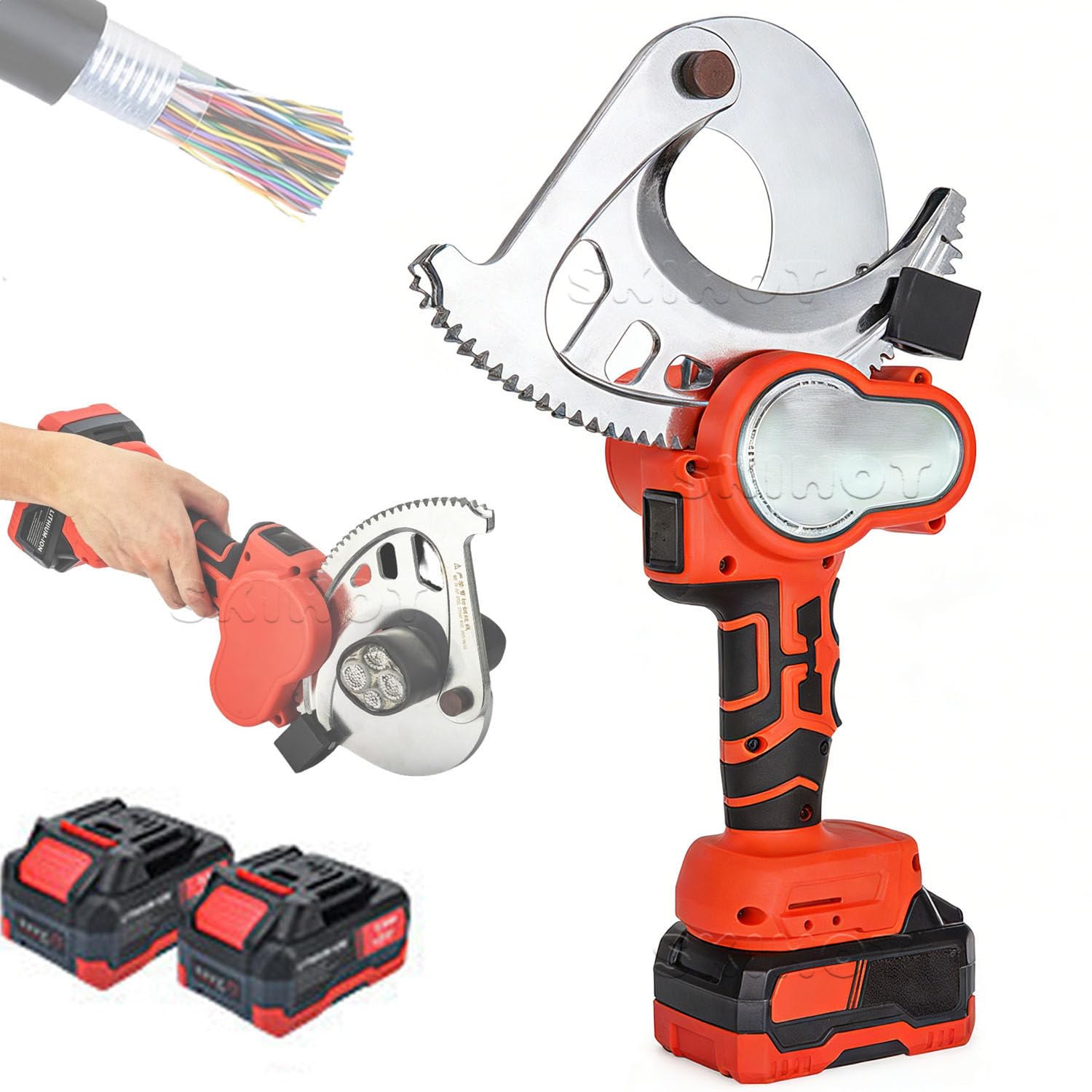 Tagliacavi a cricchetto, 21 V, senza fili, in lega di acciaio, portatile per elettricità, costruzione, installazione di cavi industriali, capacità di taglio 1590