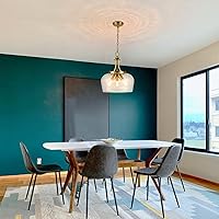 Vista 5 de Modern Gold Pendant Light Mid Century 3-Light Clear Glass Pendant Lighting with Adjustable Chain Hardwired Brass Glass Pendant Lights Kitchen Island