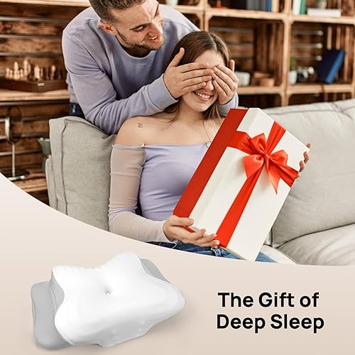 Miniatura 8 de Feagar Almohada cervical para aliviar el dolor de cuello, almohadas ortopédicas de espuma viscoelástica con contorno y cubierta de enfriamiento, 2