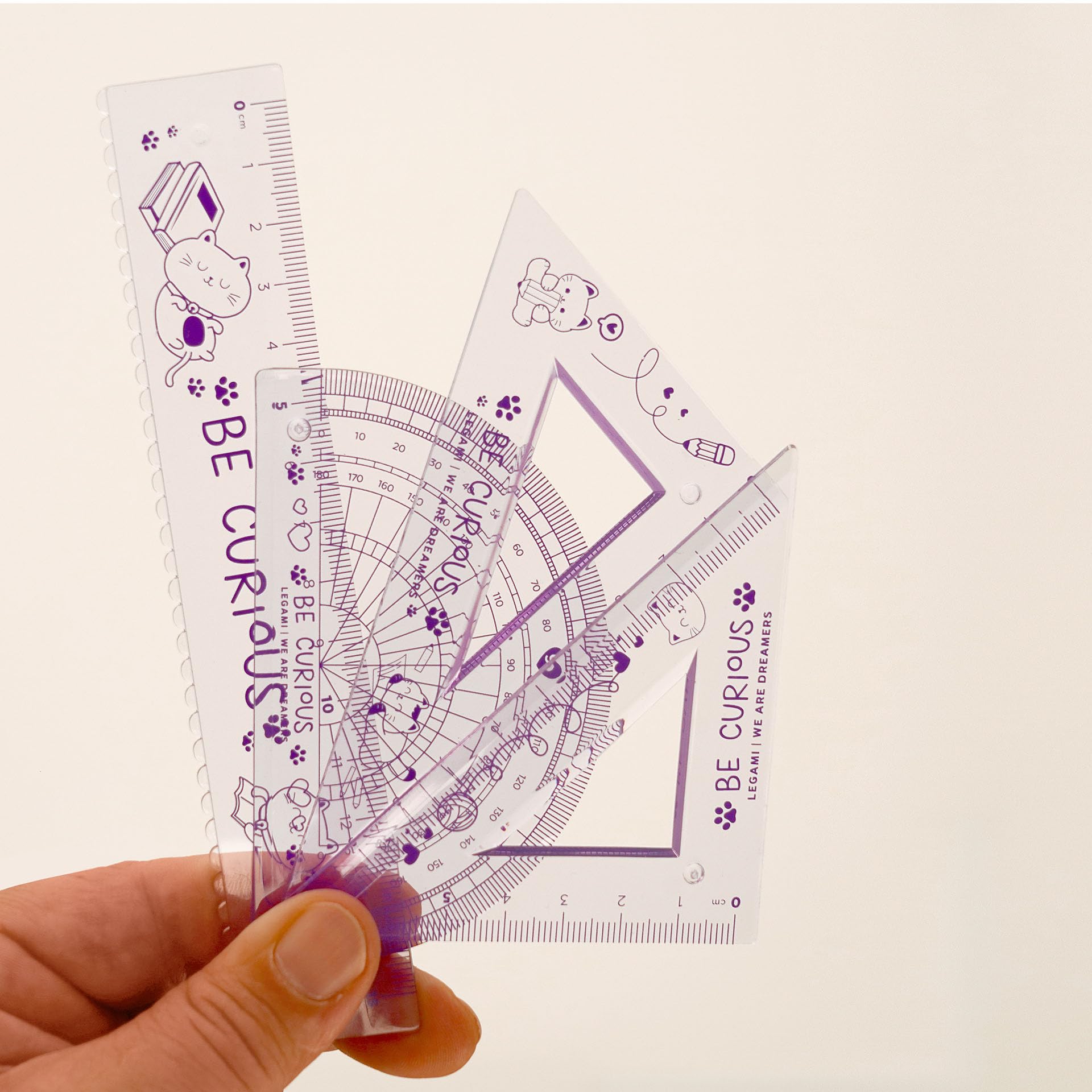 Kit Traçage 3 Pièces En Plastique Souple : Règle Plate 30 Cm + équerre 60° + Rapporteur 180