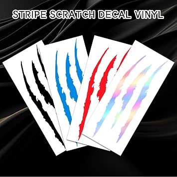 Monster Claw Sticker 2PCS Reflective Monster Energy Stickers with Stripes Scratch Marks for Car Hood Headlights Motorbike Truck Decors, Waterproof Vinyl Light Bumper Claw Scratch Sticker(Red)