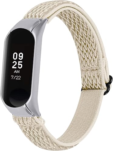 Mi 4 Pulsera deportiva de 14,9 a 8.4 in, correa ajustable transpirable de nailon suave, banda elástica de repuesto con marco de metal, compatible