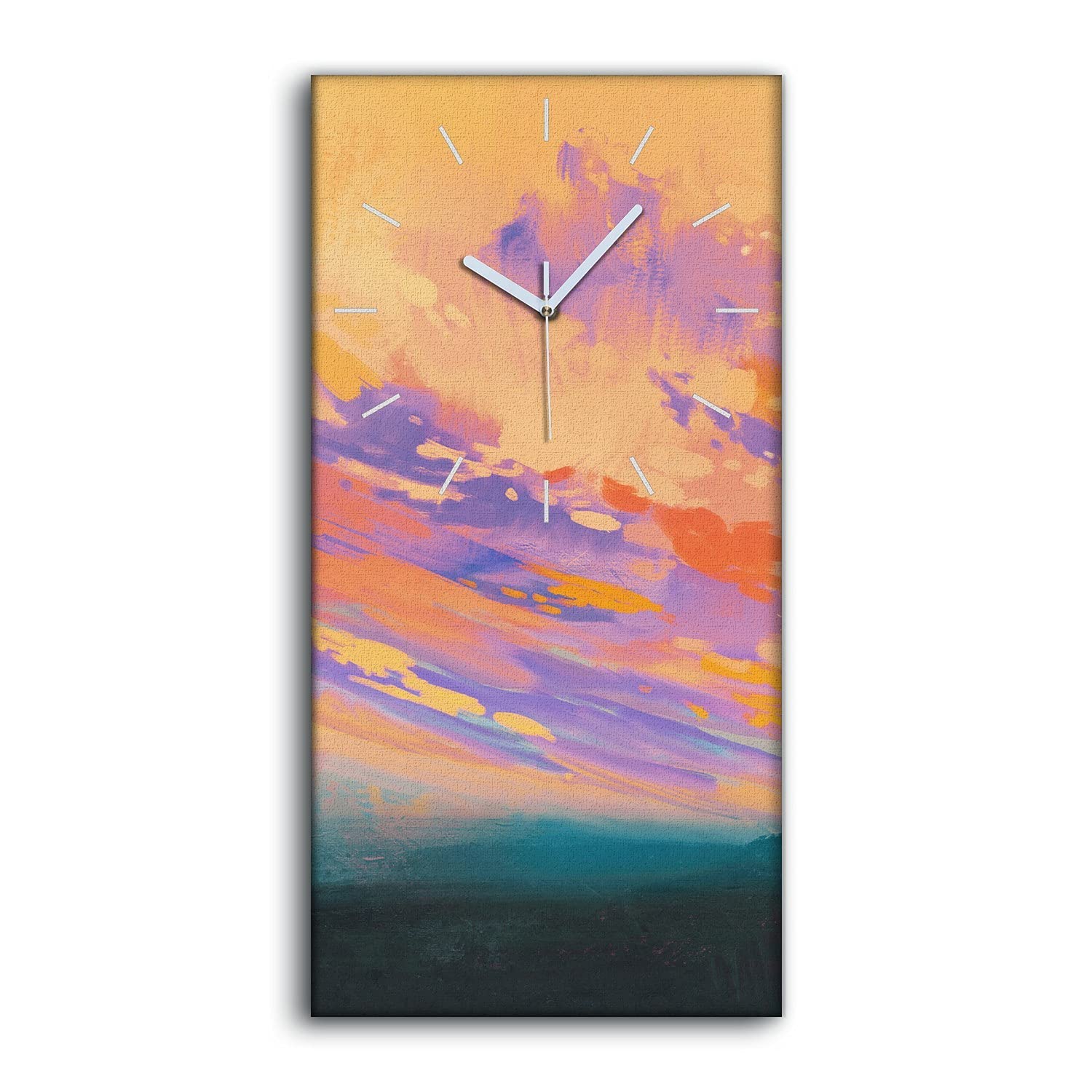 Décoration murale salon moderne horloge sur toile nuages colorés