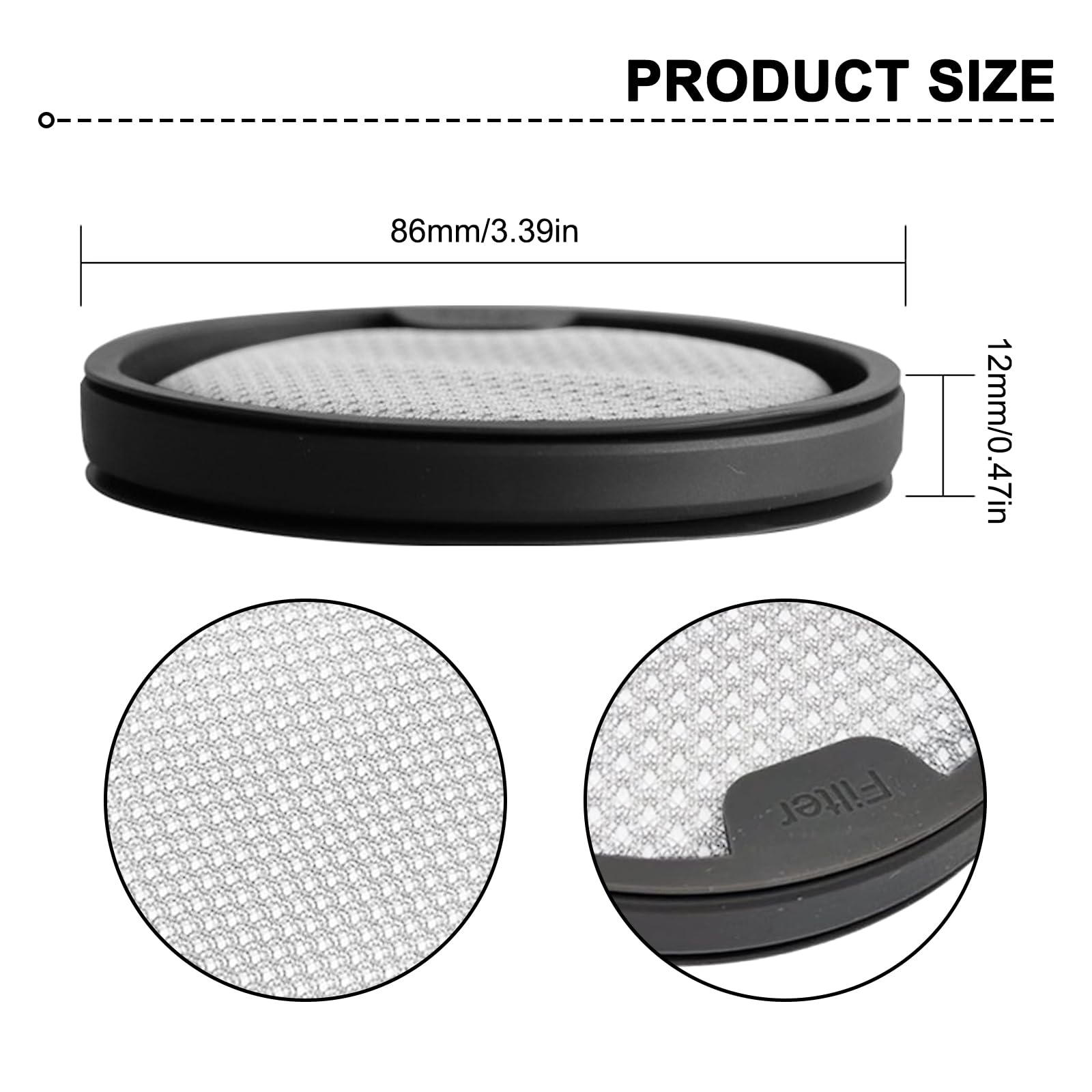VideoPUP Vacuum Cleaner Filters, Handheld Vacuum Filters Compatible with Dreame T10 T20 T30, Washable Pre-Filters, 2-in-1 Design, Compatible with Xiaomi G10 G9, 2PCS