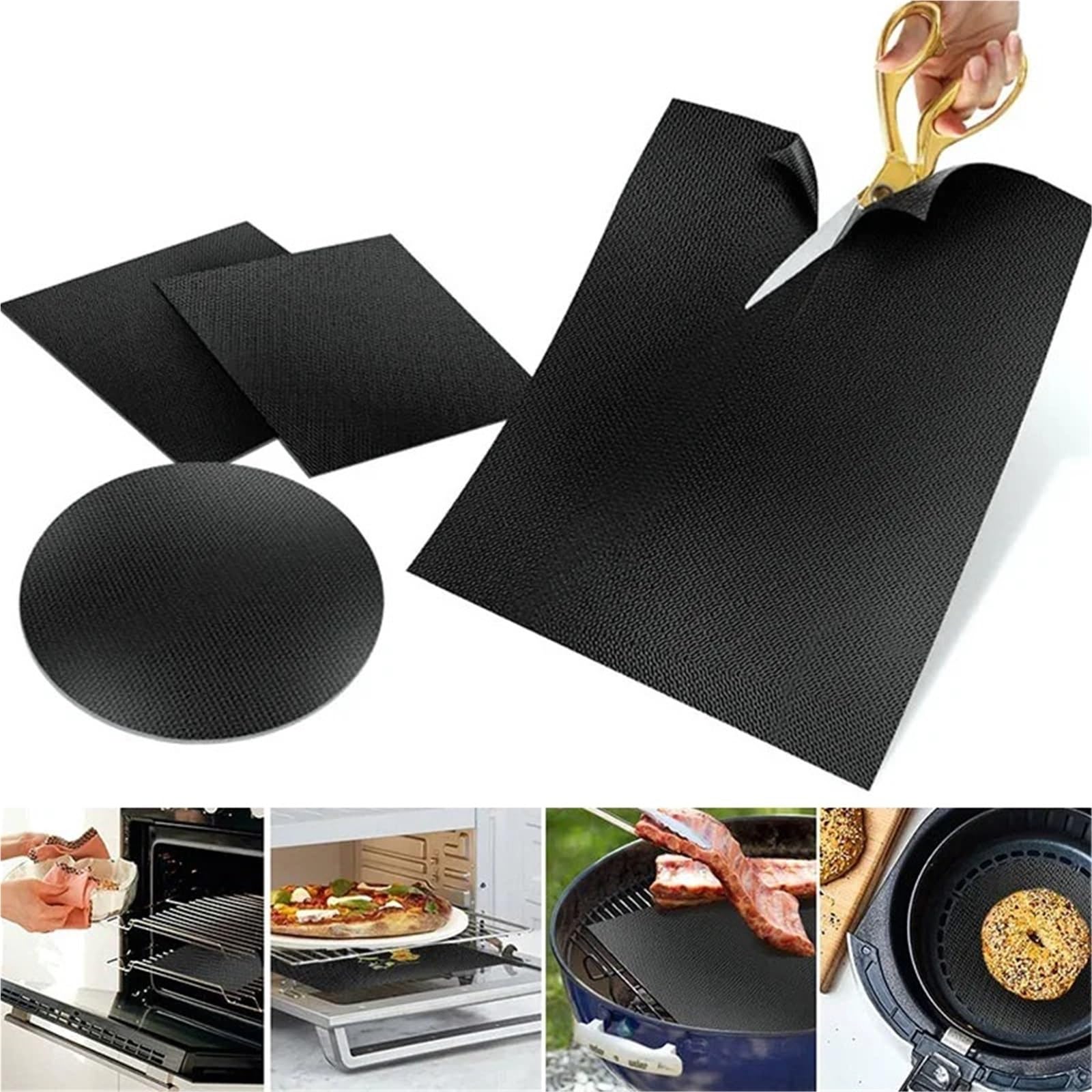 Ofenmatte 5 Stück Antihaft-Grilleinlagen Ofengrill Hitzebeständige Grillmatte Backen im Freien Wiederverwendbare Grillpartymatte 40 x 33 cm Platteneinlage(Coffee)