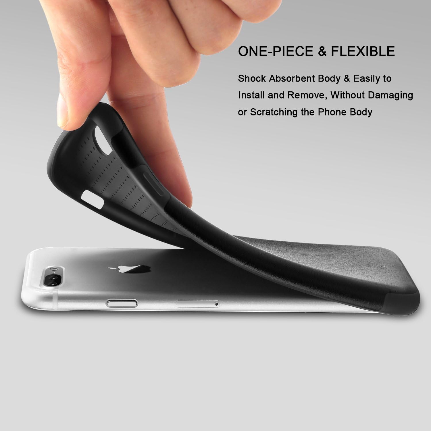 TENDLIN iPhone 7 Plus Case iPhone 8 Plus Case Premium Leather Outside and Flexible TPU Silicone Hybrid Slim Case for iPhone 7 Plus and iPhone 8 Plus (Black)