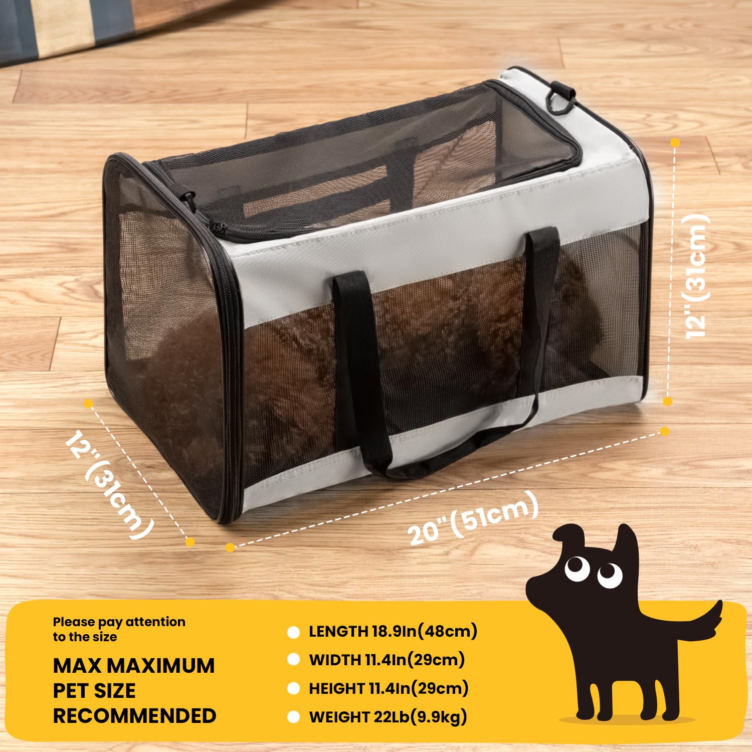 Conlun Dog Carrier Bag,Soft-Sided Pet Carriers for Dogs with 4-Sided Mesh - Image 2